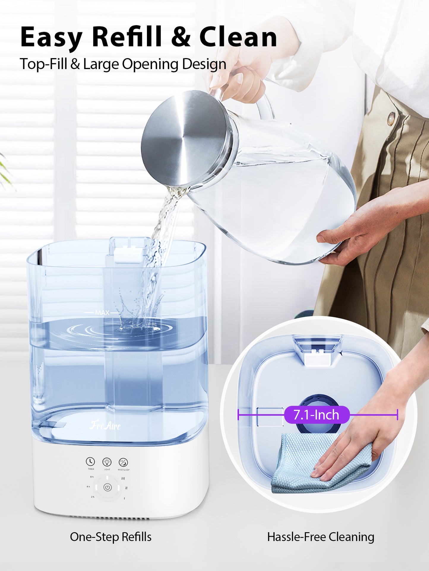 Freaire Cool Mist Humidifiers for Bedroom,Blue