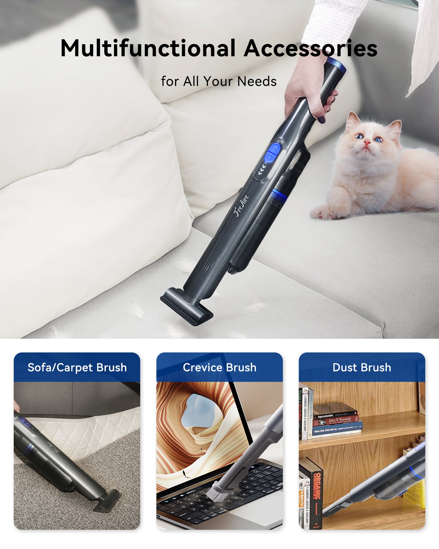 FreAire Handheld Vacuum Cordless, 20KPa Car Vacuum Lightweight