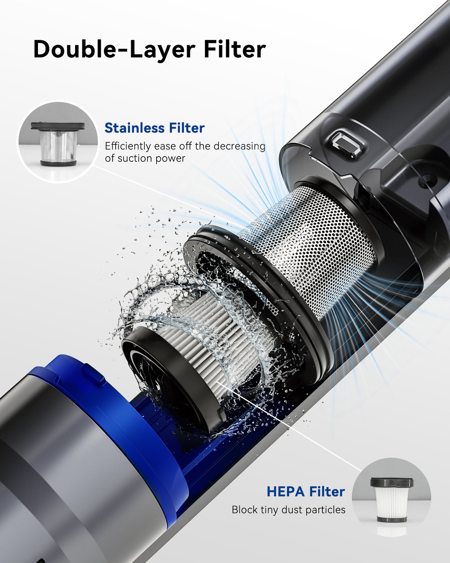 FreAire Handheld Vacuum Cordless, 20KPa Car Vacuum Lightweight