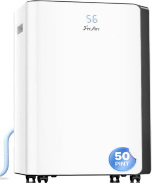 FreAire 54Pint Dehumidifier for 4500Sq.Ft, Compressor Dehumidifiers for Home, Front Humidity Value Display&Quiet Dehumidifier for Basement, Bedroom, Bathroom, with Drain Hose, 1.13 Gallon Water Tank
