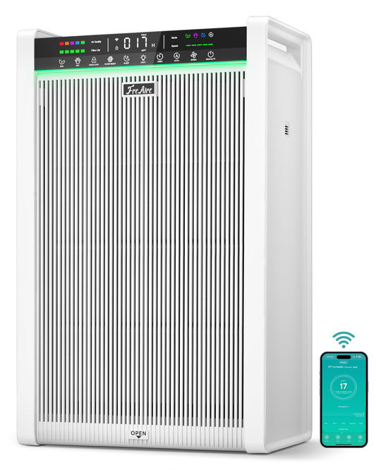 FreAire Air Purifiers for Home Large Room Up to 3850 Ft², 450 CFM HEPA Air Purifier with Full-Front Intake, Large PM2.5 Display, Smart App Control, Pet Mode, HAP611WF